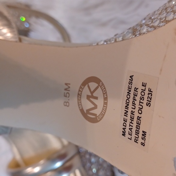 NEW Michael Kors Laci Gold crystal platform leather sandals Size 8.5 - Picture 13 of 16